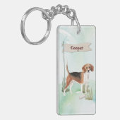 Aangepaste naam Beagle Pet Dog Sleutelhanger (Voorkant Links)