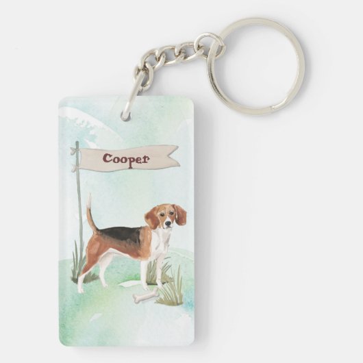 Aangepaste naam Beagle Pet Dog Sleutelhanger (achterkant)