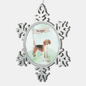 Aangepaste naam Beagle Pet Dog Tin Sneeuwvlok Ornament (Rechts)