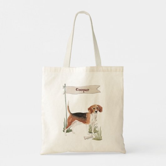 Aangepaste naam Beagle Pet Dog Tote Bag (Achterkant)