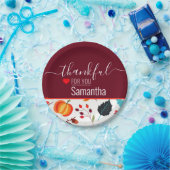 Aangepaste naam bedankt voor je maroon Thanksgivin Papieren Bordje (Feest)