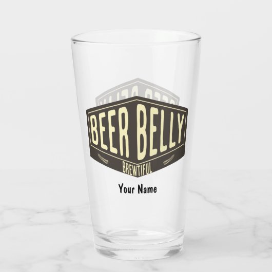 Aangepaste naam: Beer Belly Brewful Funny Beer Gla Glas (Achterkant)