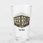 Aangepaste naam: Beer Belly Brewful Funny Beer Gla Glas (Voorkant)