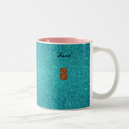 Aangepaste naam beer turquoise glitter tweekleurige koffiemok (Rechts)