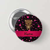 Aangepaste naam beer zwarte roze pols ronde button 5,7 cm (Voorkant /achterkant)