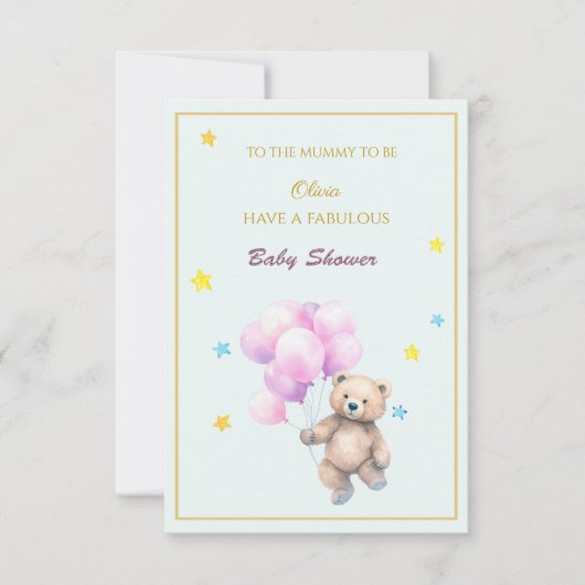 Aangepaste Naam Beer zwevende ballonnen Baby showe (Voorkant)