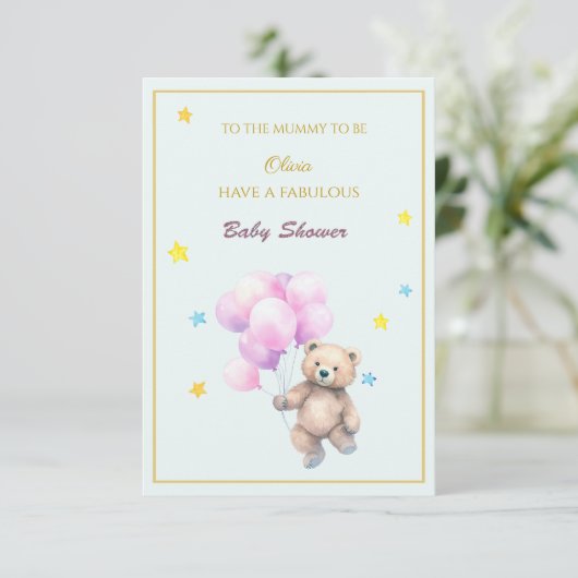 Aangepaste Naam Beer zwevende ballonnen Baby showe (Staand voorkant)