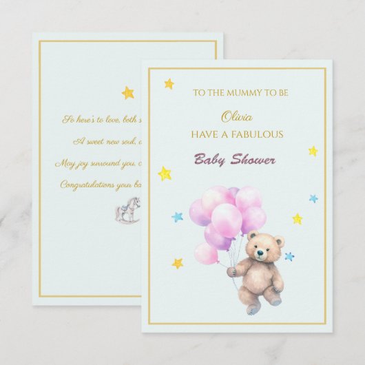 Aangepaste Naam Beer zwevende ballonnen Baby showe (Voorkant / Achterkant)