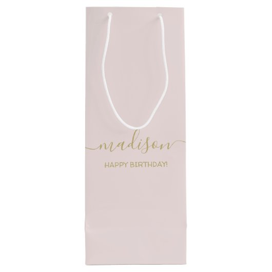 Aangepaste naam begroeting Chic Goud Schrift Roze Wijn Cadeautas (Achterkant)