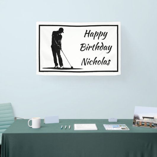 Aangepaste naam begroeting golf golfer speler spandoek (Beurs)
