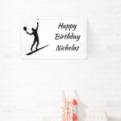 Aangepaste naam begroeting tennisspeler spandoek (Insitu)