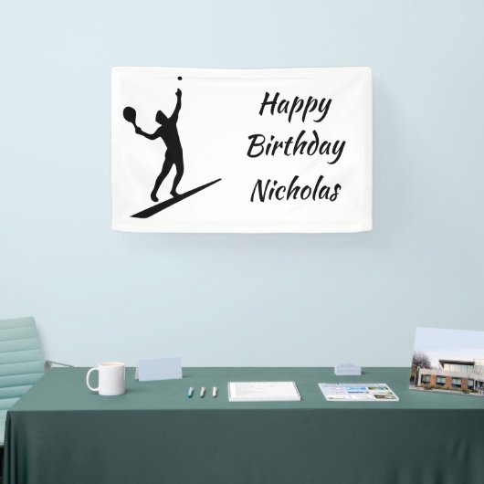 Aangepaste naam begroeting tennisspeler spandoek (Beurs)