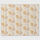 Aangepaste naam beige dierentuin met jonge dieren cadeaupapier (Vlak)