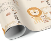 Aangepaste naam beige dierentuin met jonge dieren cadeaupapier (Rol Hoek)
