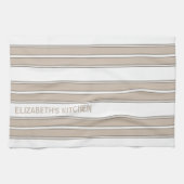 Aangepaste naam beige gestreept theedoek (Horizontaal)