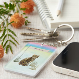 Aangepaste naam: bengaal kat pakket sleutelhanger