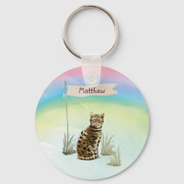 Aangepaste naam: bengaal kat pakket sleutelhanger