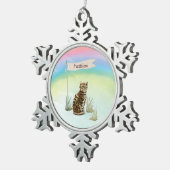 Aangepaste naam: bengaal kat pakket tin sneeuwvlok ornament (Rechts)