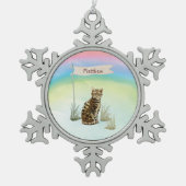 Aangepaste naam: bengaal kat pakket tin sneeuwvlok ornament (Voorkant)
