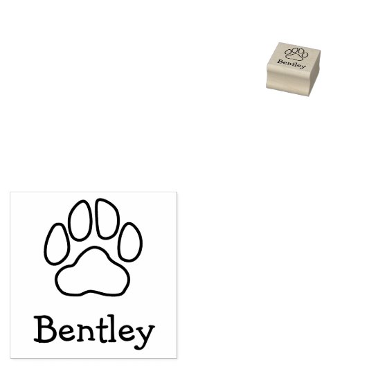 Aangepaste naam Bentley Paw Print Rubber Stamp Rubberstempel (Gestempeld)