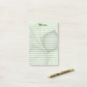 Aangepaste naam berichtschrijver pasteel groen geo post-it® notes (Op bureau)