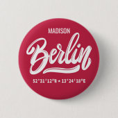Aangepaste naam Berlijn Duitsland Coördinaten Ronde Button 5,7 Cm (Voorkant)