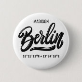 Aangepaste naam Berlijn Duitsland Coördinaten Ronde Button 5,7 Cm (Voorkant)