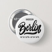 Aangepaste naam Berlijn Duitsland Coördinaten Ronde Button 5,7 Cm (Voorkant /achterkant)