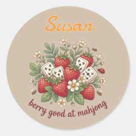 Aangepaste naam Bessie goed in Mahjong Retro Ronde Sticker