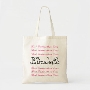 Aangepaste naam Beste Godmoeder ooit roze zwart sc Tote Bag