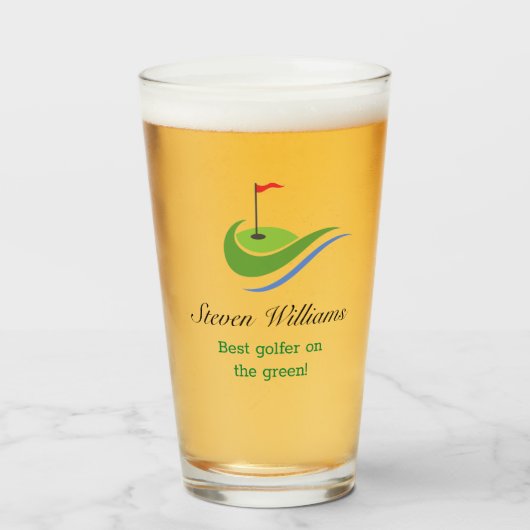 Aangepaste naam Beste Golfer Beer Glass Glas (Voorkant gevuld)
