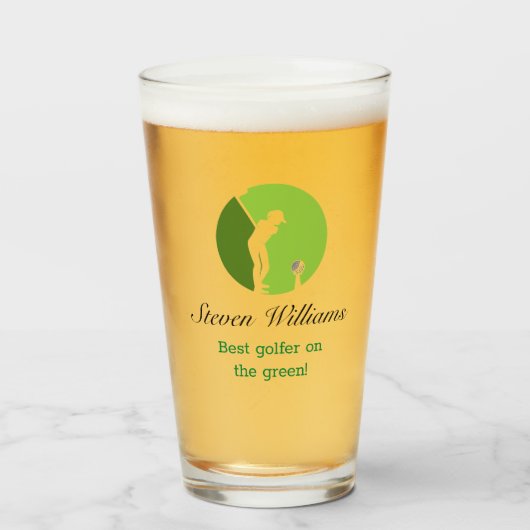 Aangepaste naam Beste Golfer Beer Glass Glas (Voorkant gevuld)