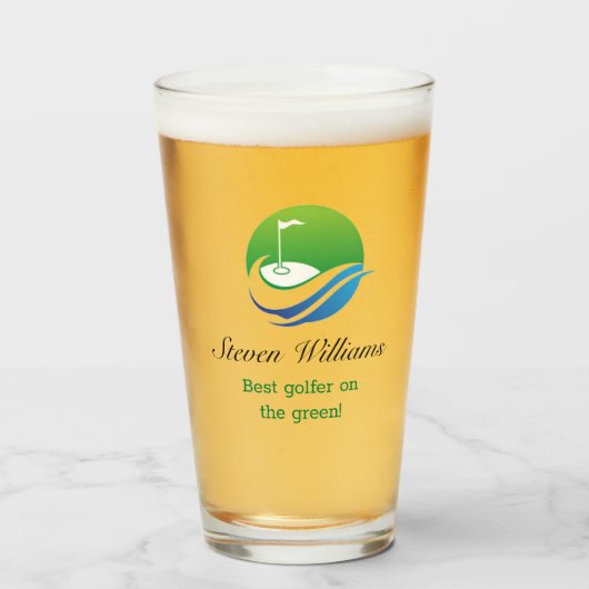 Aangepaste naam Beste Golfer Beer Glass Glas (Voorkant gevuld)