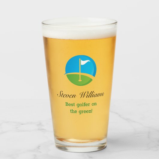 Aangepaste naam Beste Golfer Beer Glass Glas (Voorkant gevuld)