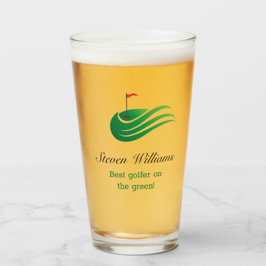 Aangepaste naam Beste Golfer Beer Glass Glas (Voorkant gevuld)