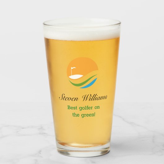 Aangepaste naam Beste Golfer Beer Glass Glas (Voorkant gevuld)