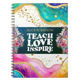 Aangepaste naam Beste leraar ooit Rainbow Pastel Notitieboek