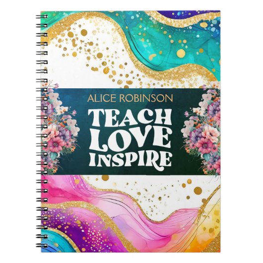 Aangepaste naam Beste leraar ooit Rainbow Pastel Notitieboek (Voorkant)