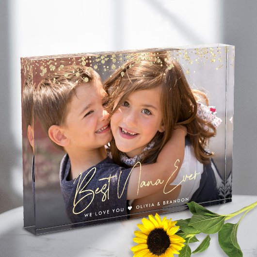 Aangepaste naam beste Nana Ever Gold Glitter-scrip Fotoblokken