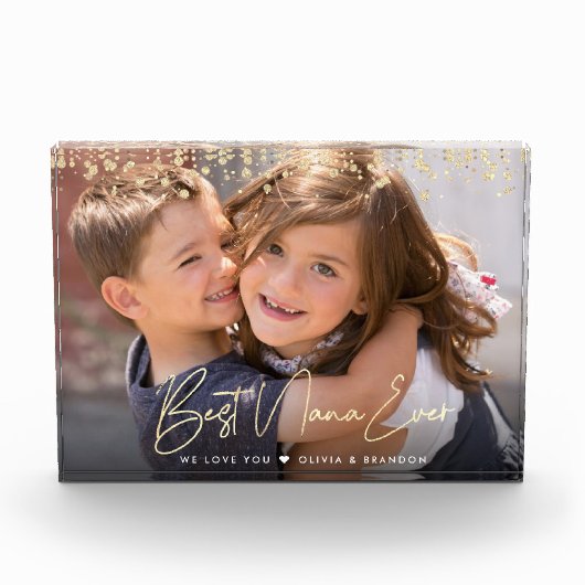 Aangepaste naam beste Nana Ever Gold Glitter-scrip Fotoblokken (Voorkant)