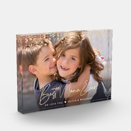 Aangepaste naam beste Nana Ever Gold Glitter-scrip Fotoblokken (Links)