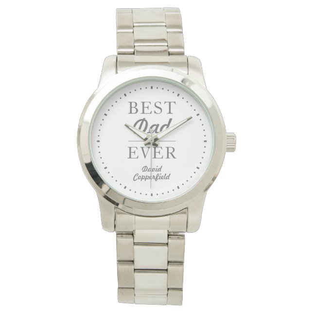 Aangepaste naam Beste pap ooit zilver Horloge (Voorkant)