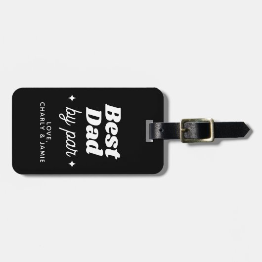 Aangepaste naam Beste papa door Par Retro cool Bagagelabel (Voorkant horizontaal)