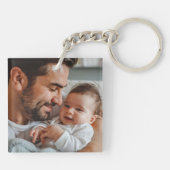 Aangepaste naam Beste papa van Par Retro Cool Foto Sleutelhanger (Achterkant)