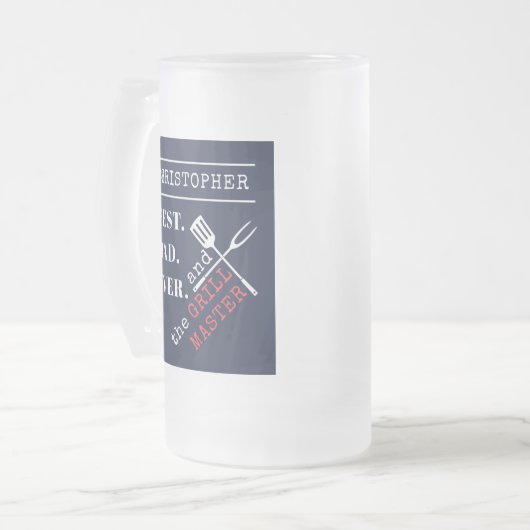 Aangepaste naam Beste vader ooit Grill Master Matglas Bierpul (Voorkant links)