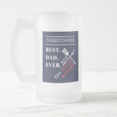 Aangepaste naam Beste vader ooit Grill Master Matglas Bierpul (Links)