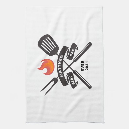 Aangepaste naam beste vader ooit vaders dag theedoek (Verticaal)