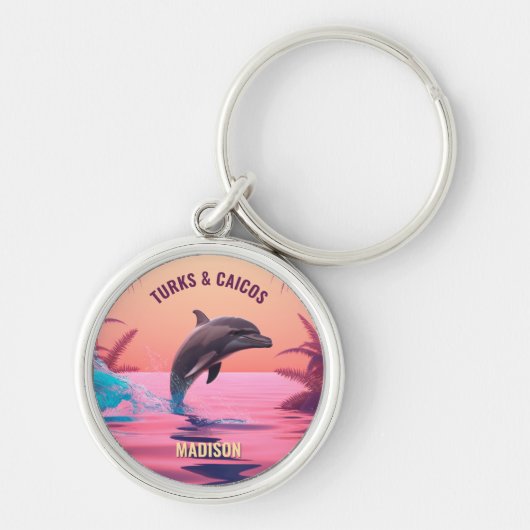 Aangepaste naam & bestemming Dolfijn Sleutelhanger (Voorkant)