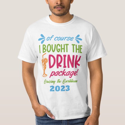 Aangepaste naam, bestemming en jaar cruise-Drinken T-shirt (Voorkant)