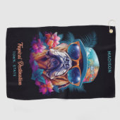 Aangepaste naam & bestemming Tropische vakantie ho Golfhanddoek (Horizontaal)